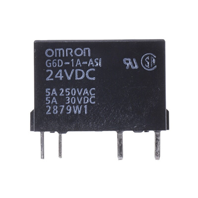 Omron PCB Mount Power Relay, 24V dc Coil, 5A Switching Current, SPST