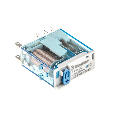 Finder Plug In Power Relay, 24V dc Coil, 8A Switching Current, DPDT