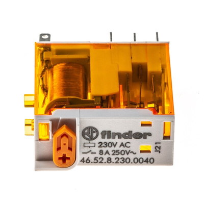 Finder Plug In Power Relay, 230V ac Coil, 8A Switching Current, DPDT