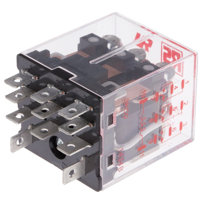 RS PRO Plug In Power Relay, 24V dc Coil, 12A Switching Current, 3PDT