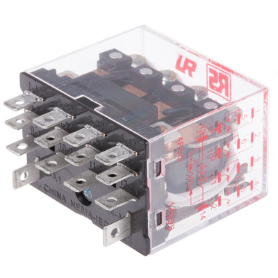 RS PRO Plug In Power Relay, 110V ac Coil, 12A Switching Current, 4PDT