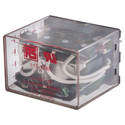 RS PRO Plug In Power Relay, 12V dc Coil, 12A Switching Current, 4PDT