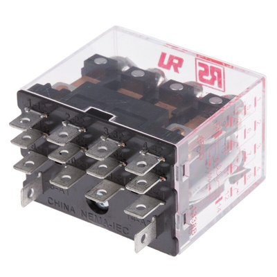 RS PRO Plug In Power Relay, 24V ac Coil, 12A Switching Current, 4PDT