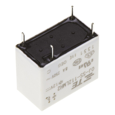 TE Connectivity PCB Mount Power Relay, 12V dc Coil, 8A Switching Current, SPST