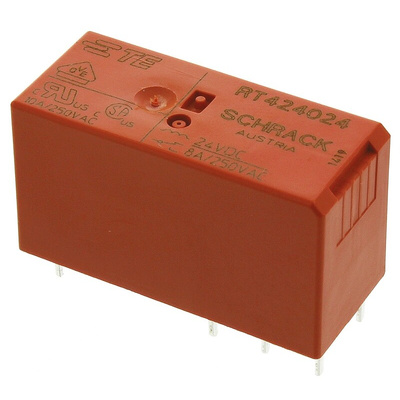 TE Connectivity PCB Mount Power Relay, 24V dc Coil, 8A Switching Current, DPDT