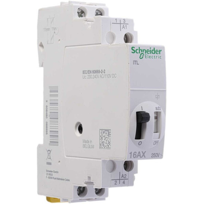 Schneider Electric DIN Rail Power Relay, 110 V dc, 230 → 240V ac Coil, 16A Switching Current, DPST
