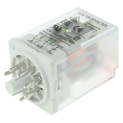 Relpol Plug In Power Relay, 230V ac Coil, 10A Switching Current, DPDT