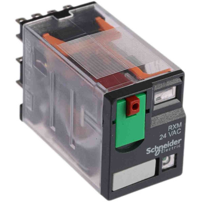 Schneider Electric Plug In Power Relay, 24V ac Coil, 8A Switching Current, 4PDT