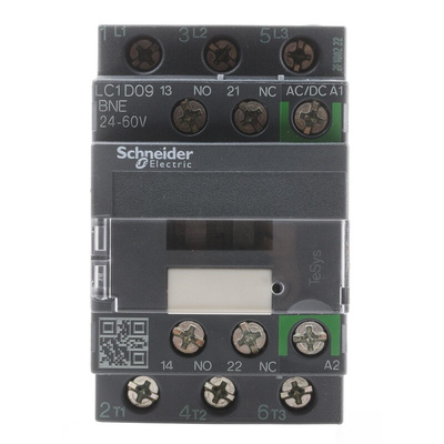 Schneider Electric LC1D Series Contactor, 24 V ac/dc Coil, 3-Pole, 9 A, 4 kW, 3NO, 690 V ac