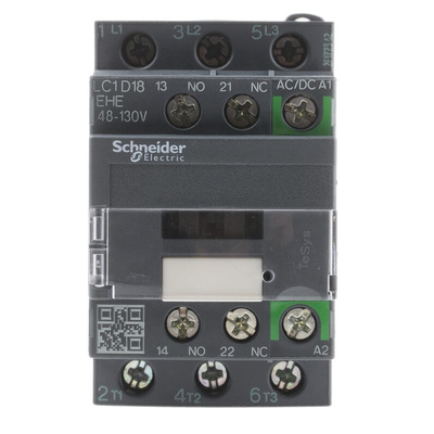 Schneider Electric LC1D Series Contactor, 110 V ac/dc Coil, 3-Pole, 18 A, 7.5 kW, 3NO, 690 V ac