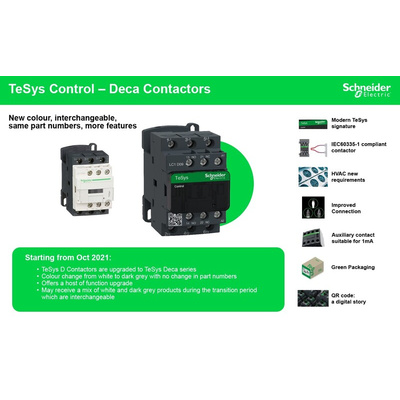 Schneider Electric LC1D Series Contactor, 110 V ac/dc Coil, 3-Pole, 65 A, 30 kW, 3NO, 690 V ac