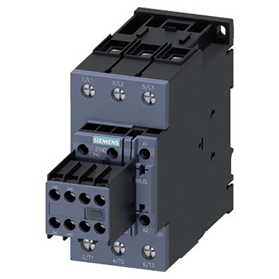 Siemens Reversing Contactor, 230 V ac Coil, 3-Pole, 65 A, 30 kW, 2NO + 2NC