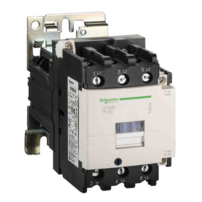 Schneider Electric Reversing Contactor, 24 V dc Coil, 3-Pole, 40 A, 22 kW, 3NO