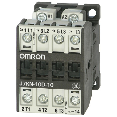 Omron Contactor, 230 V ac Coil, 3-Pole, 10 A, 4 kW, 1NO