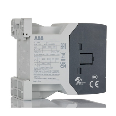 ABB A Line Series Contactor, 24 V Coil, 3-Pole, 24 A, 3 kW, 3NO