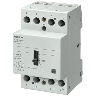 Siemens Contactor, 24 V Coil, 40 A, 4 kW, 3NO/1NC