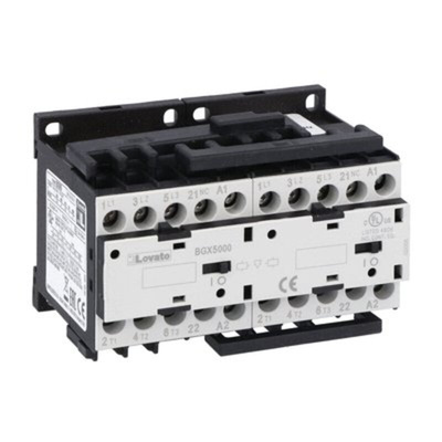 Lovato BGR09 Series Reversing Contactor, 220 V ac Coil, 3-Pole, 9 A, 5 kW, 1NC, 690 V