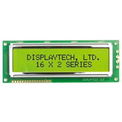 Displaytech 162F-FC-BC-3LP Alphanumeric LCD Display, Black on White, 2 Rows by 16 Characters, Transflective