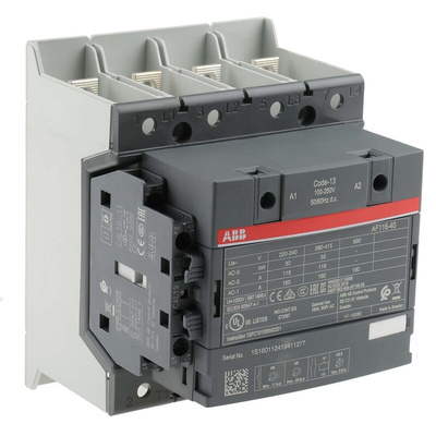 ABB AF Series Contactor, 230 V ac Coil, 4-Pole, 160 A, 55 kW, 4NO, 690 V ac