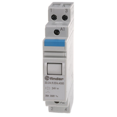 Finder DIN Rail Power Relay, 24V dc Coil, 20A Switching Current, 2NC