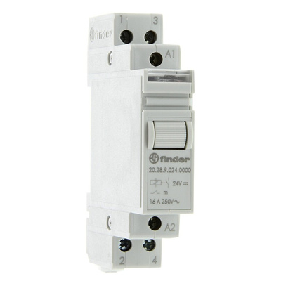 Finder DIN Rail Latching Power Relay, 24V dc Coil, 16A Switching Current, DPST