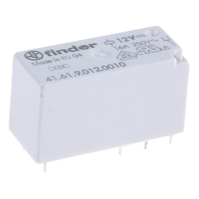 Finder PCB Mount Power Relay, 12V dc Coil, 16A Switching Current, SPDT