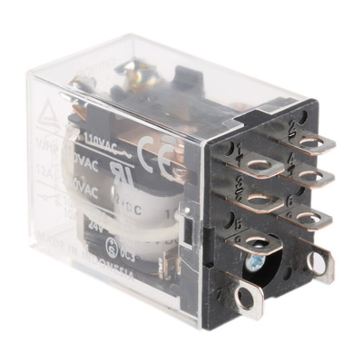 Omron Plug In Power Relay, 12V dc Coil, 10A Switching Current, DPDT