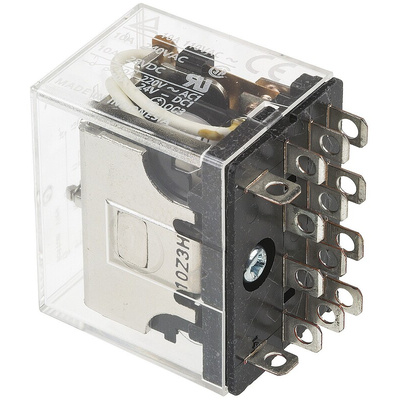 Omron Plug In Power Relay, 12V dc Coil, 10A Switching Current, 4PDT