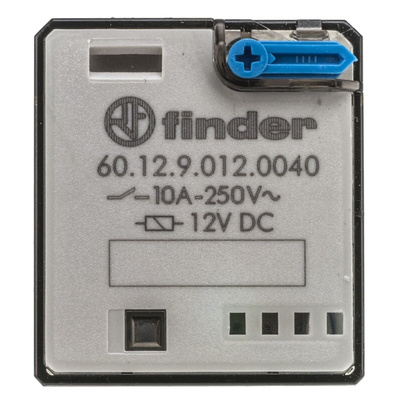 Finder Plug In Power Relay, 12V dc Coil, 10A Switching Current, DPDT