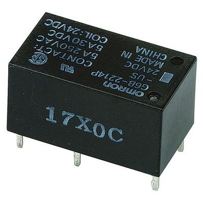 Omron PCB Mount Power Relay, 24V dc Coil, 5A Switching Current, DPST