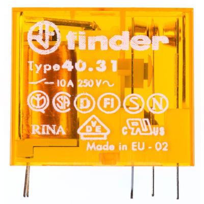 Finder PCB Mount Power Relay, 110V ac Coil, 10A Switching Current, SPDT