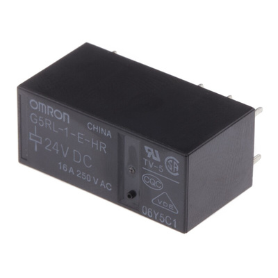 Omron PCB Mount Power Relay, 24V dc Coil, 16A Switching Current, SPDT