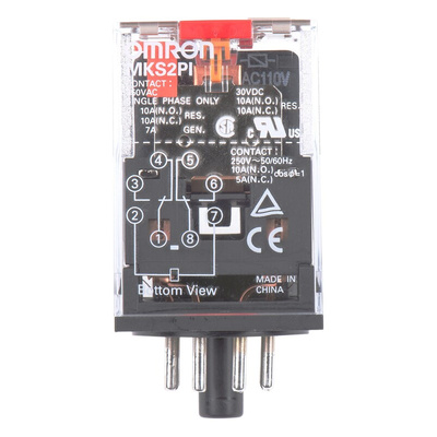 Omron Plug In Power Relay, 110V ac Coil, 10A Switching Current, DPDT