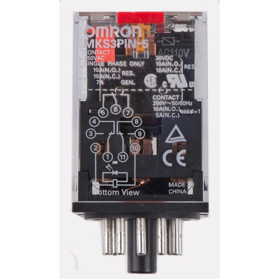 Omron PCB Mount Power Relay, 110V ac Coil, 10A Switching Current, 3PDT