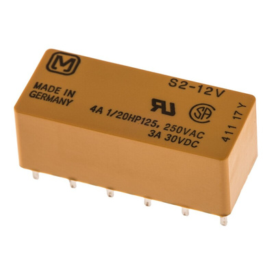 Panasonic PCB Mount Power Relay, 12V dc Coil, 4A Switching Current, DPDT