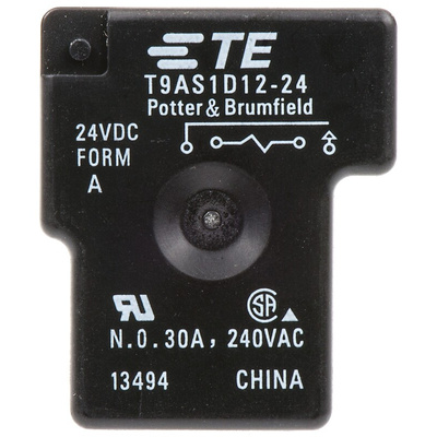 TE Connectivity PCB Mount Power Relay, 24V dc Coil, 30A Switching Current, SPST