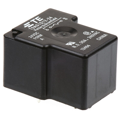 TE Connectivity PCB Mount Power Relay, 24V dc Coil, 30A Switching Current, SPST