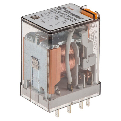 Finder Plug In Power Relay, 24V ac Coil, 10A Switching Current, DPDT