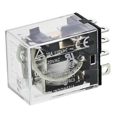 Omron PCB Mount Power Relay, 48V dc Coil, 10A Switching Current, DPDT