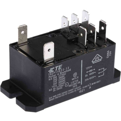 TE Connectivity Flange Mount Power Relay, 12V dc Coil, 30A Switching Current, DPDT