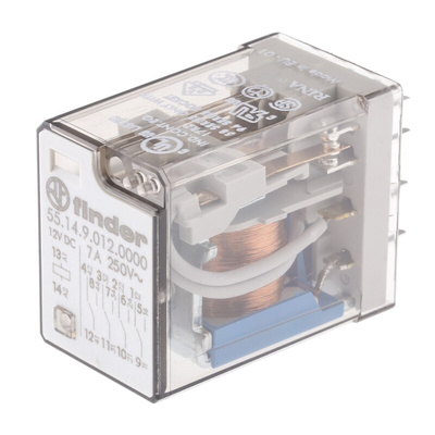 Finder PCB Mount Power Relay, 12V dc Coil, 7A Switching Current, 4PDT