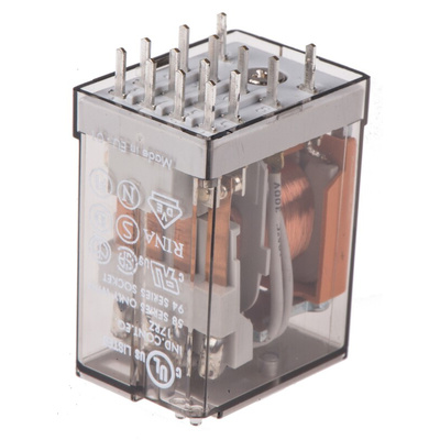 Finder PCB Mount Power Relay, 24V ac Coil, 7A Switching Current, 4PDT