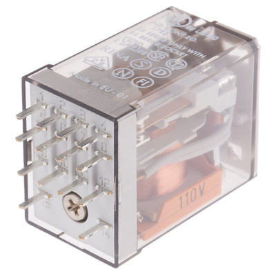 Finder PCB Mount Power Relay, 110V ac Coil, 7A Switching Current, 4PDT