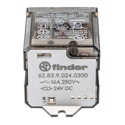 Finder Flange Mount Power Relay, 24V dc Coil, 16A Switching Current, 3P-NO