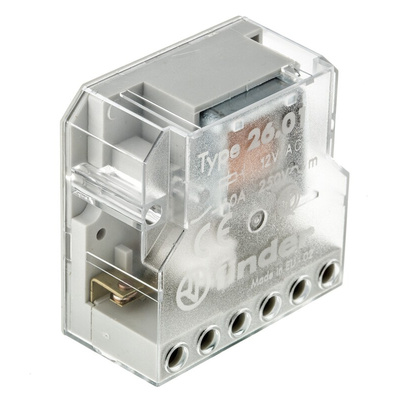 Finder Panel Mount Latching Power Relay, 12V ac Coil, 10A Switching Current, SPST