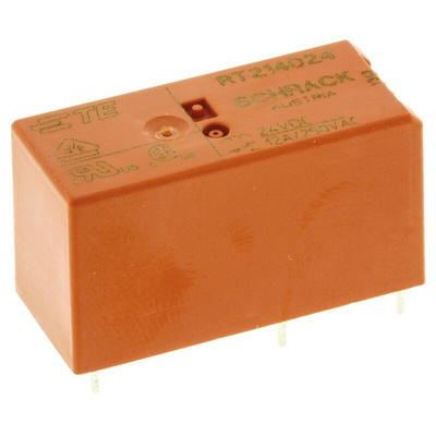 TE Connectivity PCB Mount Power Relay, 24V dc Coil, 12A Switching Current, SPDT