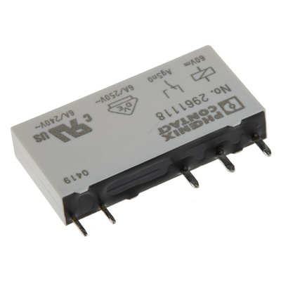 Phoenix Contact PCB Mount Power Relay, 60V dc Coil, 10mA Switching Current, SPDT