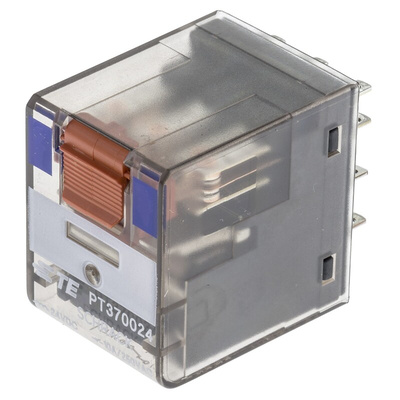 TE Connectivity PCB Mount Power Relay, 24V dc Coil, 10A Switching Current, 3PDT
