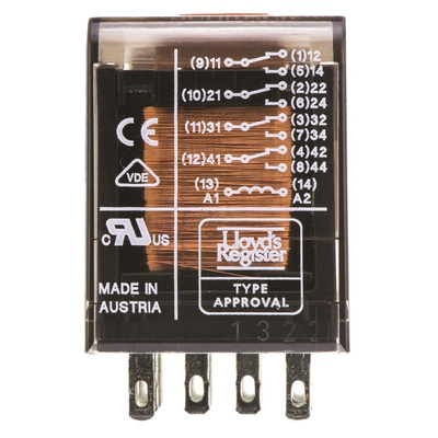 TE Connectivity PCB Mount Power Relay, 24V ac Coil, 6A Switching Current, 4PDT