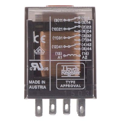 TE Connectivity PCB Mount Power Relay, 115V ac Coil, 6A Switching Current, 4PDT